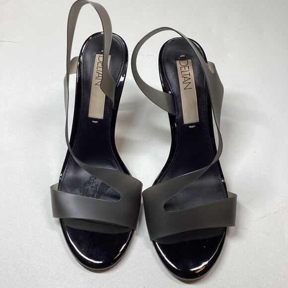Deltan Black Clear Vinyl Open Toe Jelly Stiletto Pumps Women’s Size 8 - Picture 2 of 12